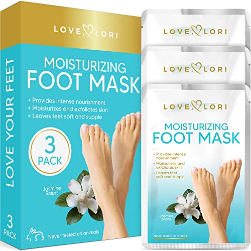 Foot Mask Moisturizing 3 Pairs by Love Lori â Ultra Hydrating Foot Mask for Dry Cracked Feet, (NON-PEEL) with Hyaluronic Acid, Shea Butter & Coconut Oil â Great Self Care Gifts for Women & Men
