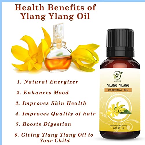 Image of VIRTUAL Ylang Ylang Essential Oil 15ml Pure Natural Therapeutic Grade Aromatherapy Oil for Hair Skin Face Care Diffuser Massage Use