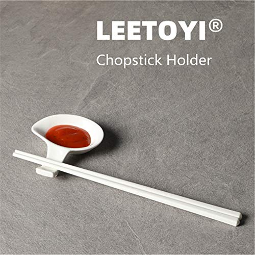 Spoon Holder, Ceramic Chopstick Fork Knife Rests, Sauce Plate, Set Of 4, White #TOP5