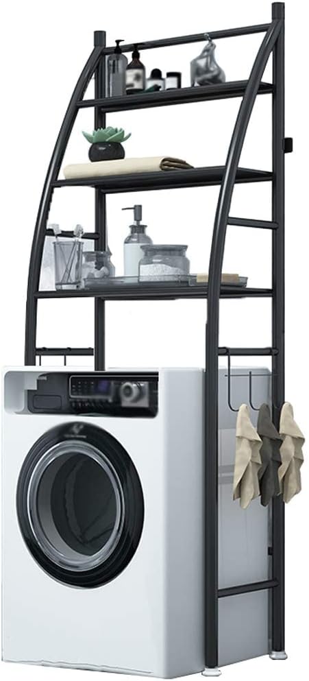 3 Layer Over Washing Machine Storage Rack Utility Stainless Steel Bathroom Shelf with Hooks and Adjustable Organizer Stand for Laundry Room and Toilet