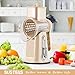 SUSTEAS Rotary Cheese Grater with Handle - Vegetable Shredder with 5 Well-designed Blades & Strong Suction Base,Round Mandoline Slicer & Food Chopper for Kitchen,with Blade Storage Box(Beige)