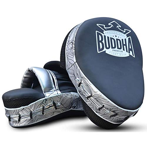 Manoplas de Boxeo Curvadas Buddha Premium Negras (Precio Par)