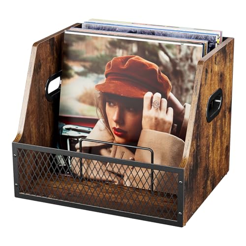 Vfelf Vinyl Record Storage,Wooden Crate ‌Vinyl Holder...