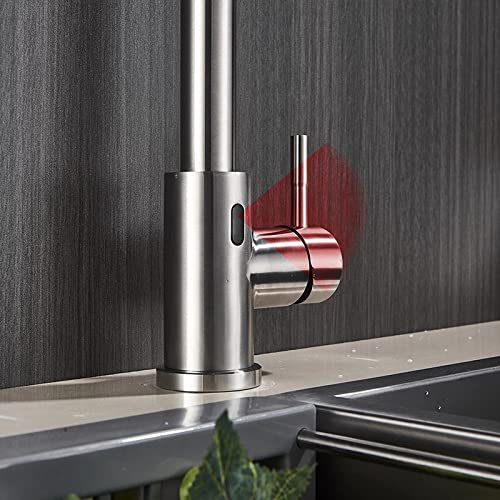 Robinet capteur mélangeur d'eau en nickel brossé avec jet extractible - 5