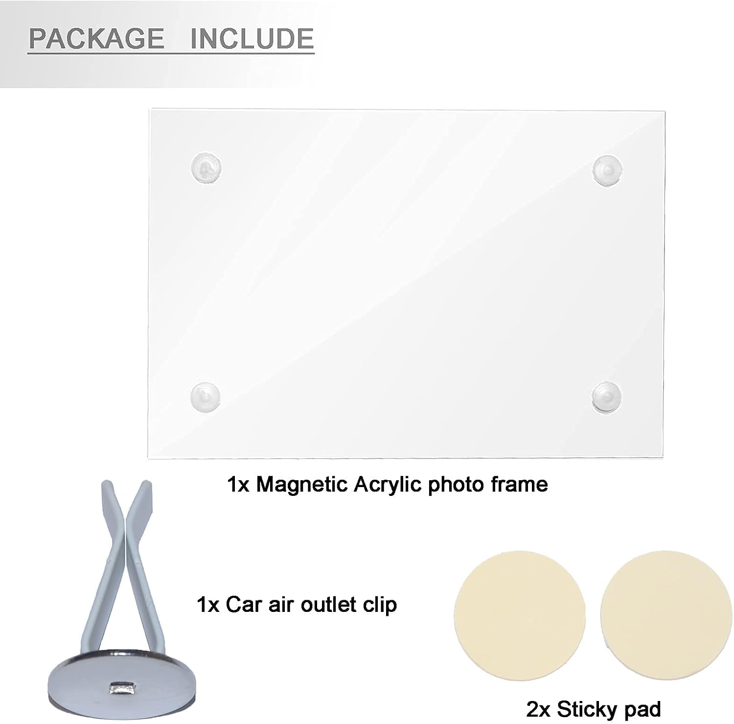 Car Dashboard Vent Photo holder Clip On Magnetic Picture Frame Acrylic