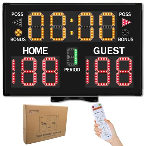 Tabellone segnapunti per basket, tabellone segnapunti digitale con timer, tabellone segnapunti elettronico portatile alimentato a batteria con telecomando per baseball/tennis/calcio/pallavolo.,Tabel