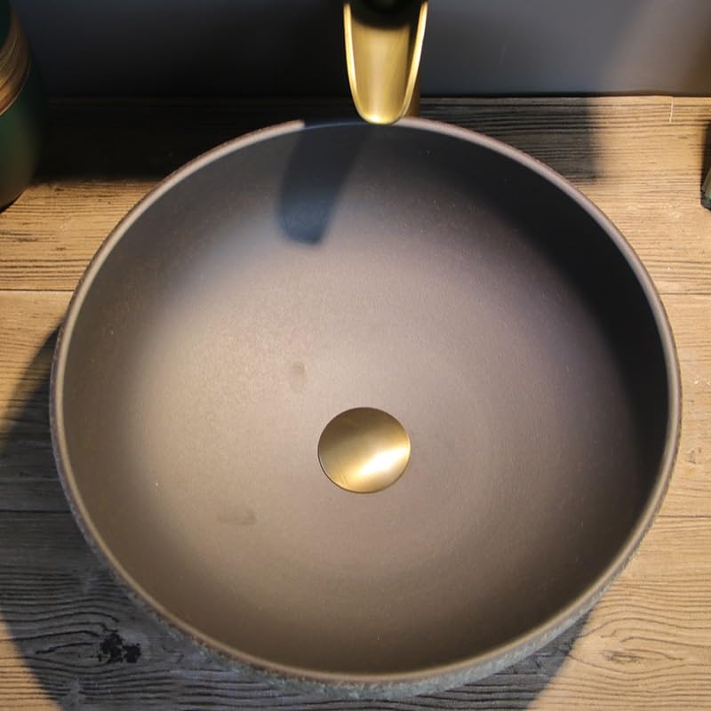 強くお勧め☆芸術品 セラミックアート 洗面台 レトロ ラウンド 模造石