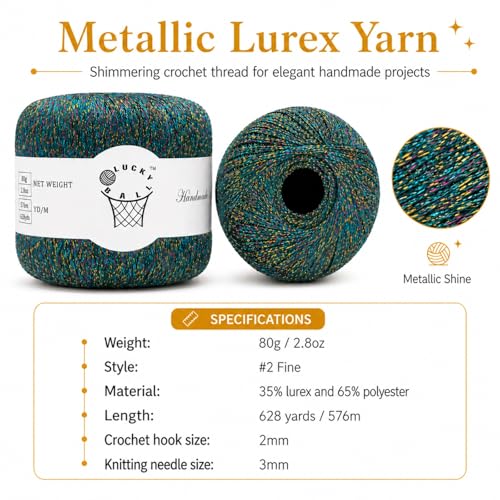 Image of 80g Sparkle Silver Lurex Thread Shining Yarn, Metallic Crochet Thread Yarn for Crocheting, Sparkle Metallic for Knitting Clothes, Car Charm, Keychain Charm(Jade)