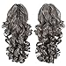 SWACC 12-Inch Short Screw Curls Claw Clip Ponytail Extensions Synthetic Clip in Drawstring Curly Ponytail Hairpiece Jaw Clip Hair Extension (Gray)