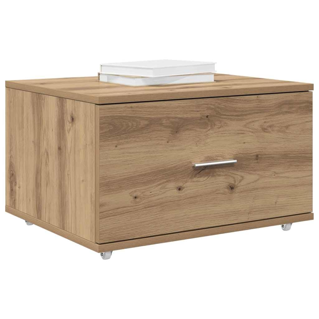 vidaXL Armoire à tiroirs avec Roue Chêne Artisanal 55 x 45 x 31 cm, Meuble à tiroirs Rectangular, Style Moderne, Solution de Rangement, Espace intérieur organisé, Pratique et Minimaliste