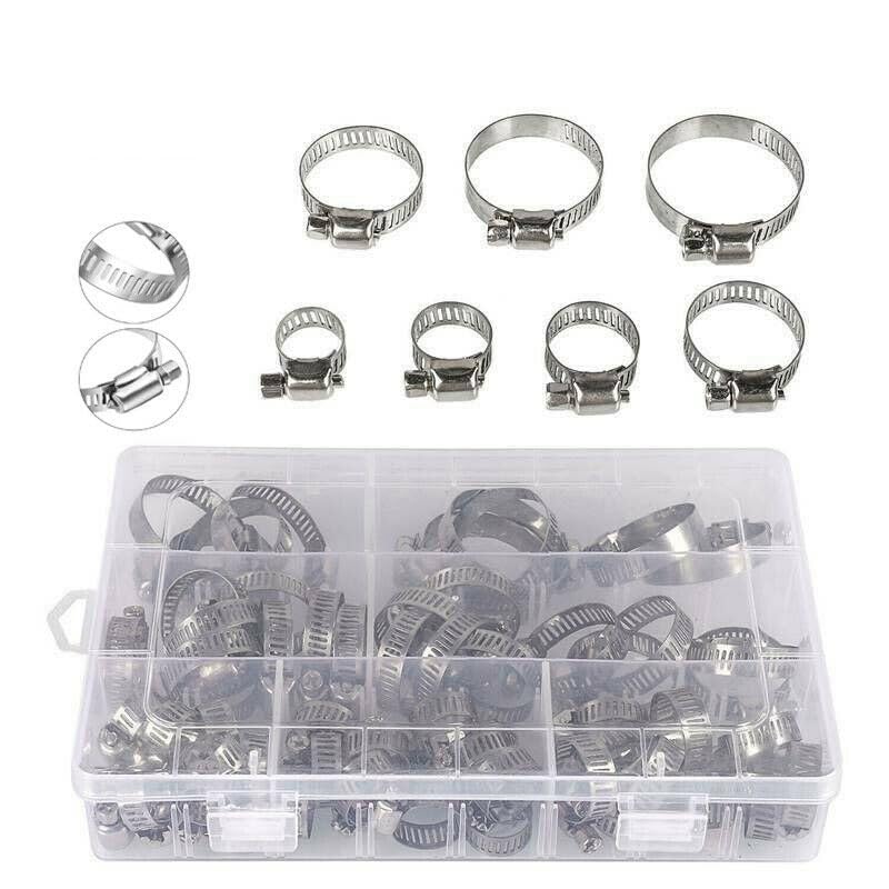 1Set Worm Gear Hose Clamp 8-38mm Stainless Steel Adjustable Clips for Various Pipes Automotive Mechan