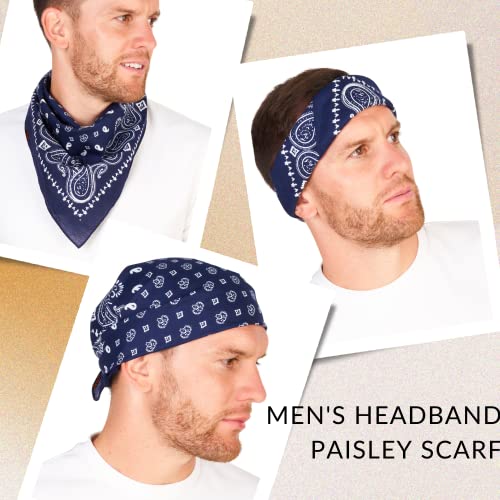 LOVARZI Bandana Blau für Herren - Halstuch - Kopftuch für Männer aus Baumwolle