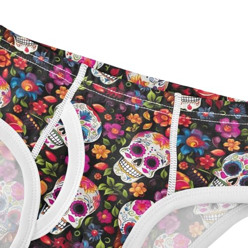 ODAWA Sugar Skulls Floral Toddler Briefs Cotton, Underwear 2T Boys4