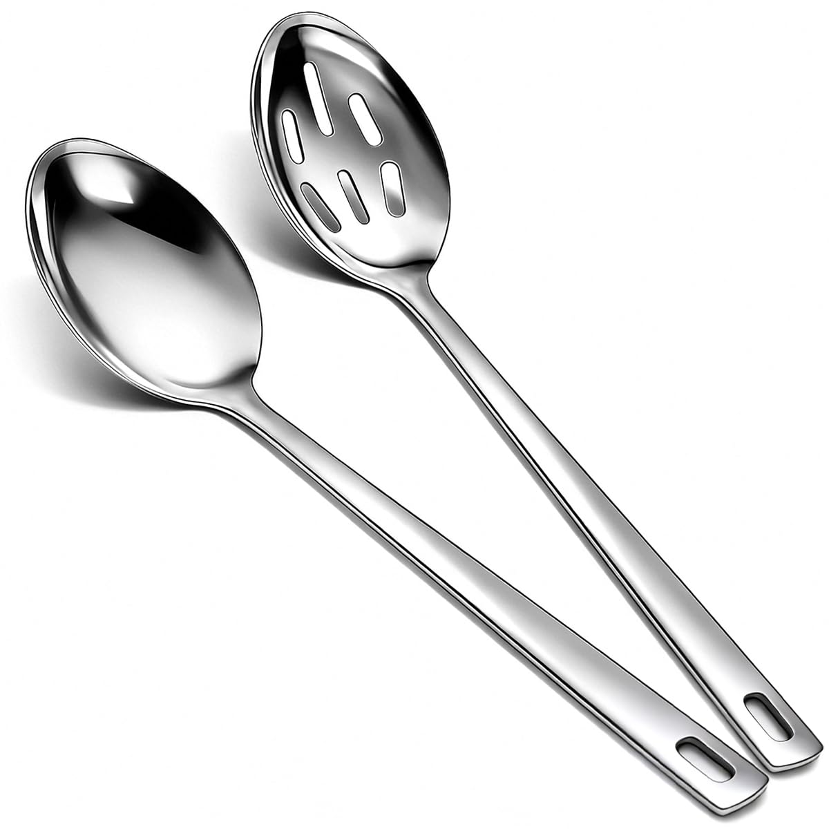 Kyraton Cooking Spoon Set, Stainless Steel Kitchen Cooking Serving, Solid Spoon, Slotted Spoon, Heat Resistant Handle, Dishwasher Safe, Easy to Clean