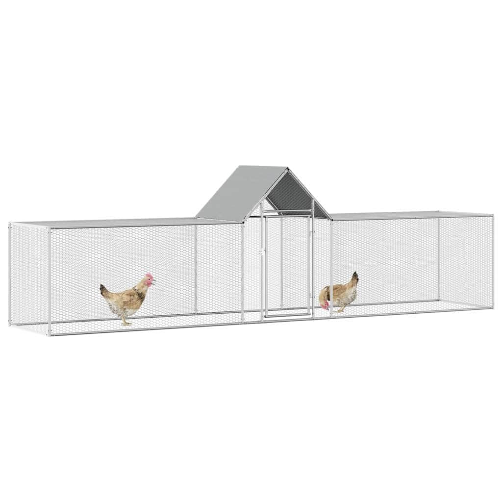 Gallinero 5 x 1 x 1,5 m, acero galvanizado para pollos, jaula para pájaros y mascotas