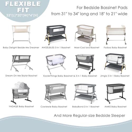 Image of 4 Pack Bassinet Sheets - 33 inchx20 inch Bedside Bassinet Sheets for Baby Delight, Angelbliss, Jimglo & Most Regular Size Bedside Sleeper | Ultra Soft & Skin Friendly Bassinet Fitted Sheets for Boys Girls
