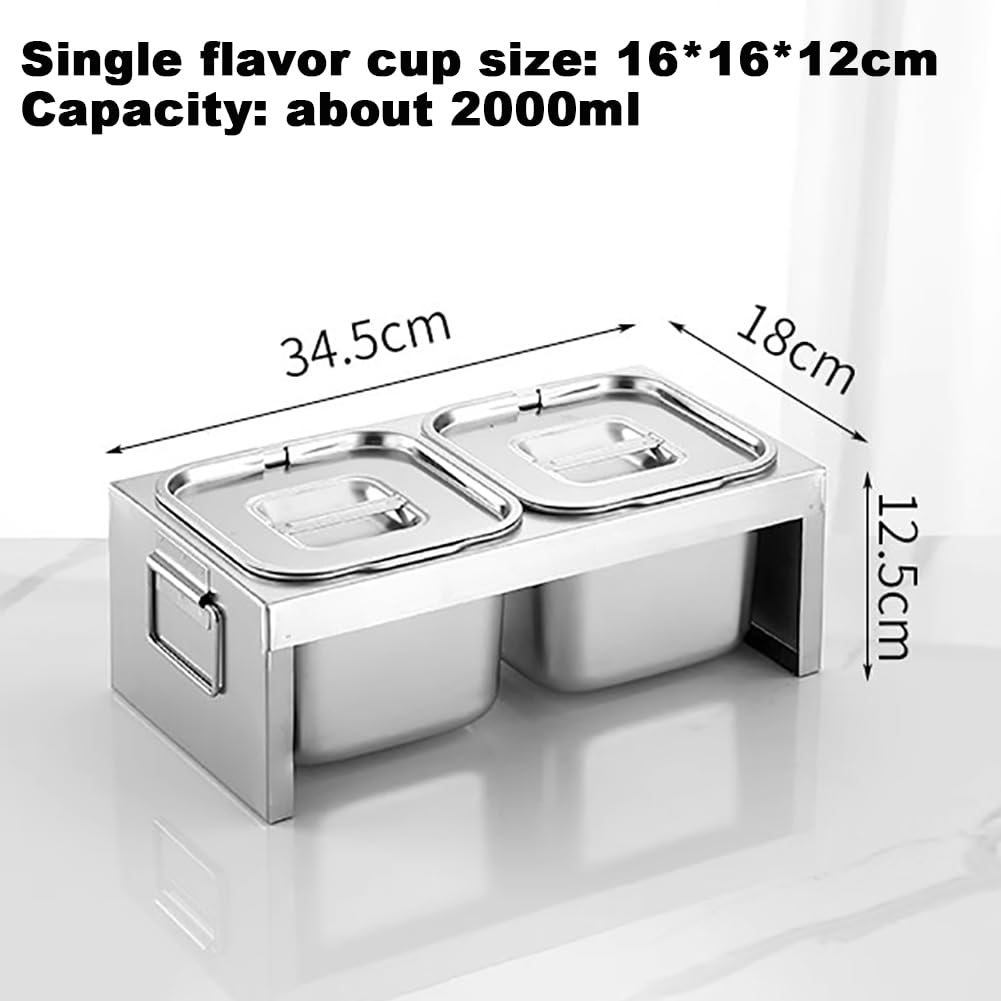 Juego de cajas de especias de acero inoxidable de gran capacidad, dispensador de especias para encimera con tapa y cuchara, organizador de almacenamiento de frutas y azúcar, accesorios para horno de