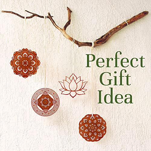 Wood Wall Decor 4In 1 Mandala Set- Hanging Wood Wall Art With Engraved Design, Flower Of Life Wooden Decoration - Sacred Geometry Wall Art For Home Or Yoga Studio , Cafe, Office (4 In 1 Set, 5.11 Inches H/W) #TOP6