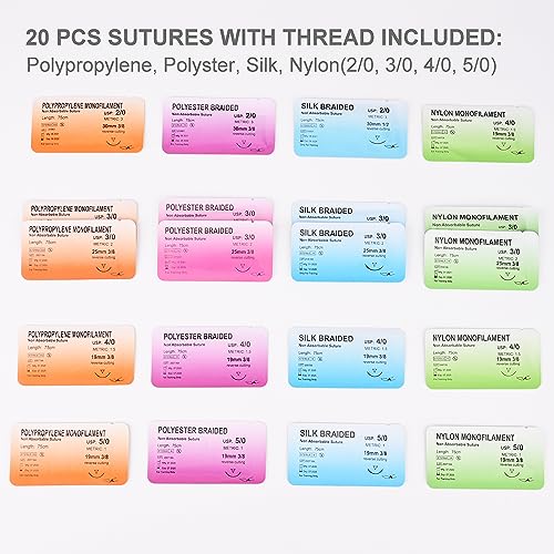 Image of Suture Practice Kit for Medical Students, Complete Training Kit (30 Pieces) Include Durable Silicone Suturing Pad with Pre-Cut Wounds, Tools Kit, and Suture with Threads (Educational Use Only)