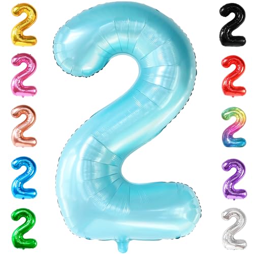 Image of KatchOn Light Blue Number 2 Balloon 40 Inch