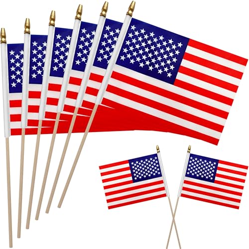 WEITBF 12Pcs 8×12 Inch Small American Flags on...