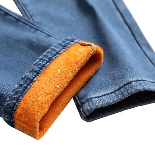 Fleece Lined Jeans Men,Winter Breathable Comfortable Skinny Slim Fit Thermal Stretch Straight Leg Denim Pants with Pocket3