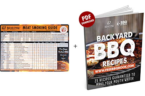 Bear Paws Meat Smoking Guide Magnet - Smoker Accessories - Grilling/BBQ Quick Reference Smoking Chart - Wood Chips - Wood Pellets - Time and Temperature