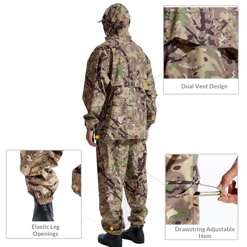 Image of LOOGU Men's Rain Suit - Rain Gear for Men Waterproof, Lightweight Rain Coat, Breathable Mens Rain Jackets Hood and Pants