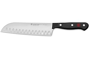 WÜSTHOF Gourmet 7" Hollow Edge Santoku Knife, Black