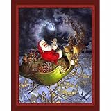 FlashPhoenix Quality Sewing Fabric - Merry Christmas to All Digital Panel 100% Cotton Quilt Fabric Santa Sleigh 36 x 44