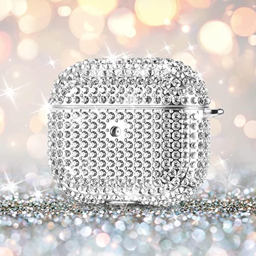 Airpods 3 Case, Filoto Bling Crystal Airpod 3Rd Generation Case Cover For Women Girls, Cute Sturdy Air Pod 3 Protective Accessories With Lobster Clasp Keychain(Silver) #TOP4