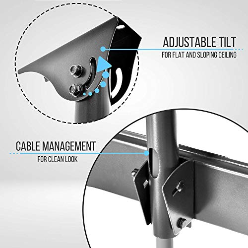 Pyle Adjustable Height Tv Ceiling Mount - Tilting Vertical Vesa Universal Monitor Mounting Bracket W/ Telescoping Arm, Mounts 37 To 70 Inch Hdtv, Led, Lcd, Flat Screen Television Up To 50 Kg Pctvm18 #TOP5