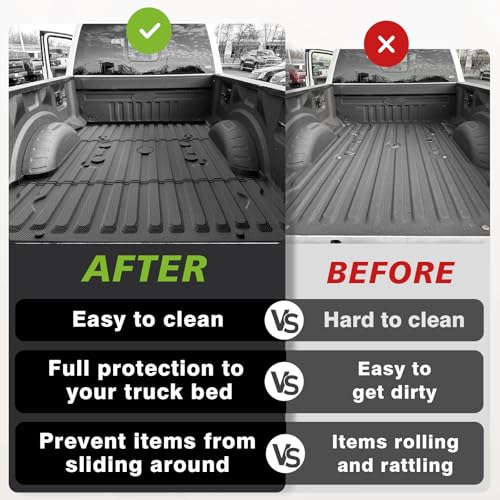 Image of TripleAliners Truck Mat Compatible with 2017-2026 Ford Super Duty F250 /F350 /F450 6.75FT Accessories, Truck Bed Mat Heavy Duty Custom Fit All Weather Protection TPE Pickup Liner