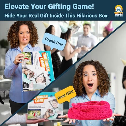 Witty Yeti Hilarious Human Cone Gag Gift Empty Box. Wrap Your Real Present with This Convincing Fake Prank Box for Men or Women. Funny White Elephant Practical Joke for Birthday or Christmas Parties. - Image 3