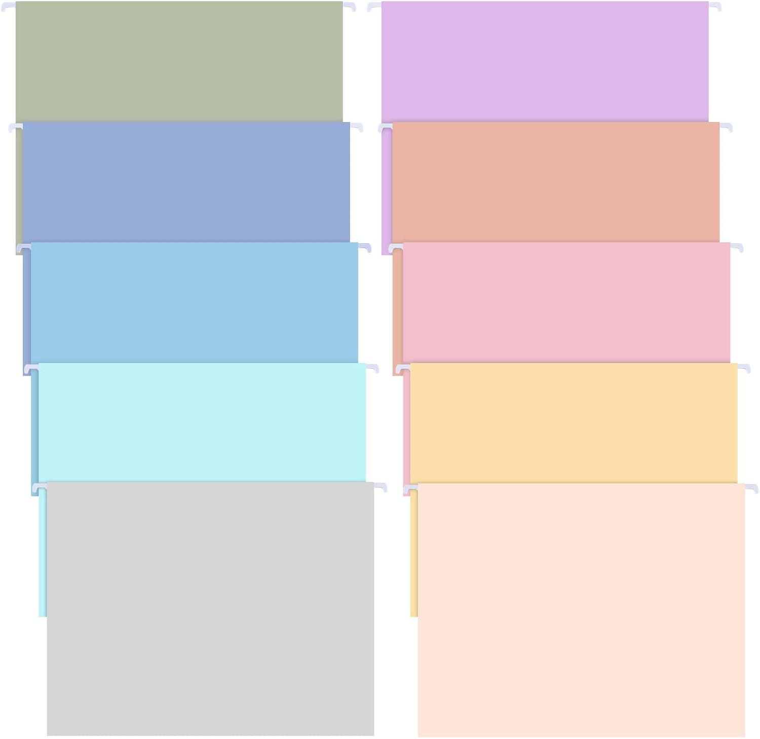 Janmini 30 Pcs Macaron Color Hanging Folders with Foil Stamping Process, Including Adjustable Tabs and Inserts, Letter Size Decorative Hanging File Cabinet Inserts Organizer for Desk Office School