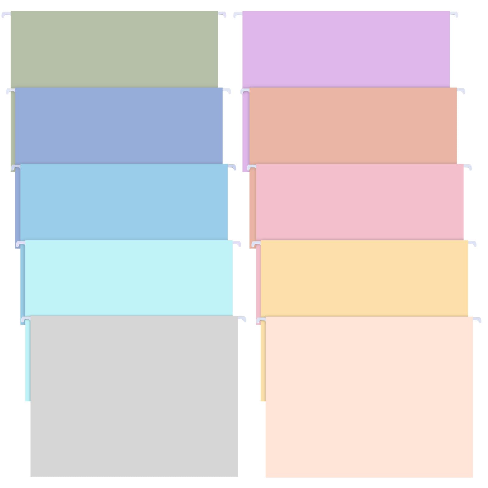 Janmini 30 Pcs Macaron Color Hanging Folders with Foil Stamping Process, Including Adjustable Tabs and Inserts, Letter Size Decorative Hanging File