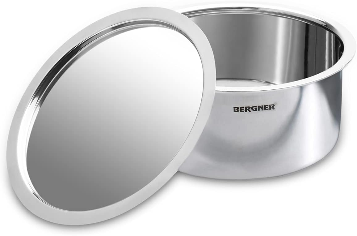 Argent Triply Stainless Steel Tope/Patila with Stainless Steel Lid, 14 cm, 1 Litres, Induction Base, Silver