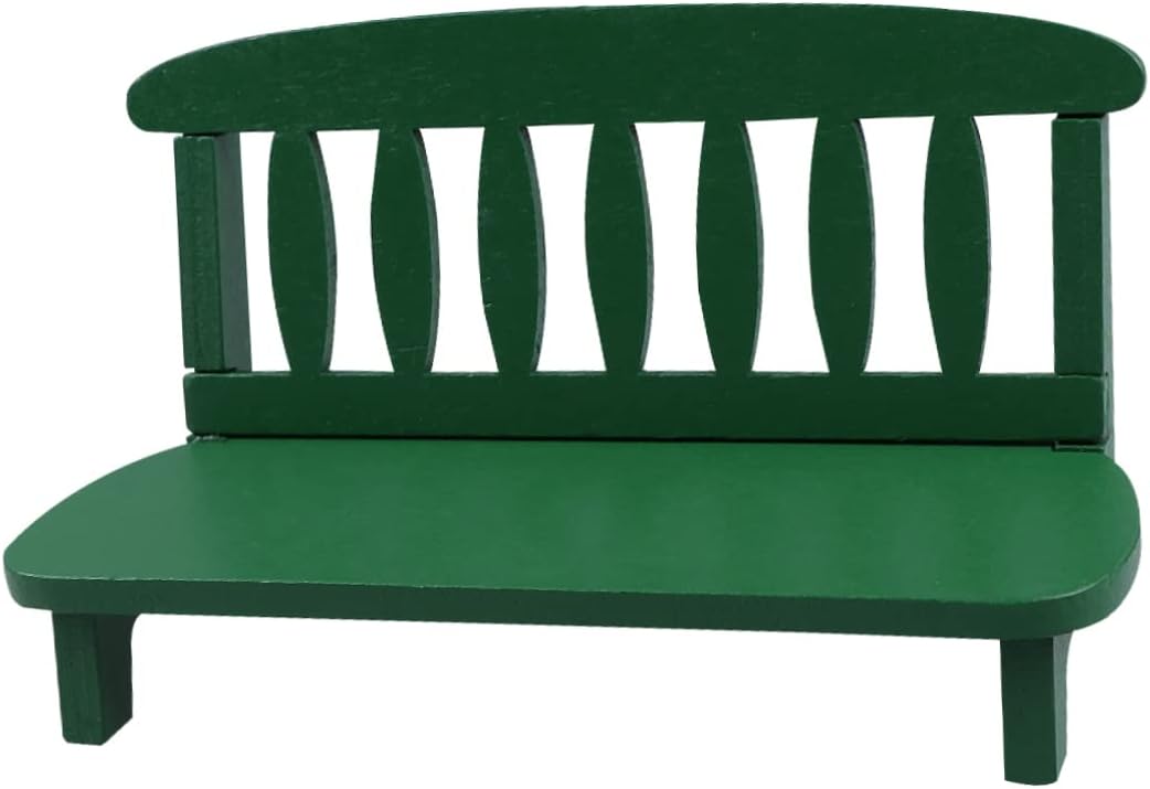 VICASKY 2pcs Mini Settee Model Mini Chairs Home Furniture Miniatures Chair Model Home Wooden Layout Photo Prop Wooden Settee Model Wooden Chair Green