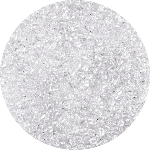 GAGANIU Clear Glass Seed Beads 4mm