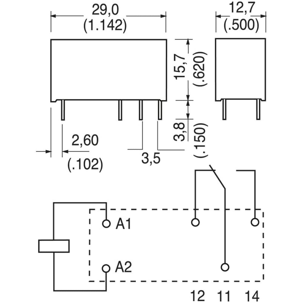Rele' di potenza, RT114012, 12 Vdc, SPDT, 12 A, foro passante (THT), monostabile, serie RT1 - TE Connectivity Schrack 1419108-1