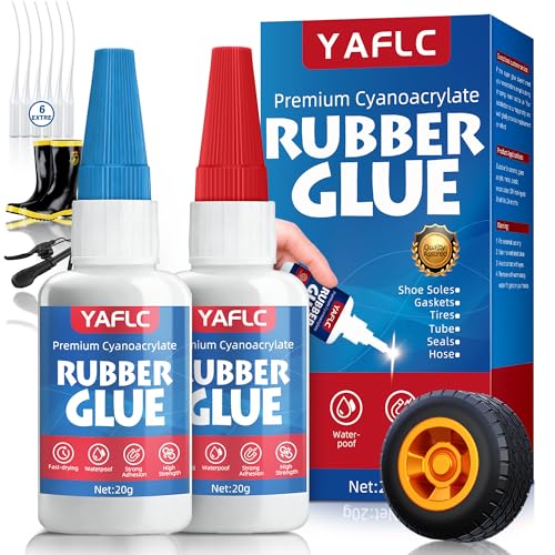 YAFLC Rubbe Glue, Super Glue for Rubber Repair, RC Tires Repair, Edge, Seals, Gaskets, Soles, Hose, Mat & Neoprene 40g