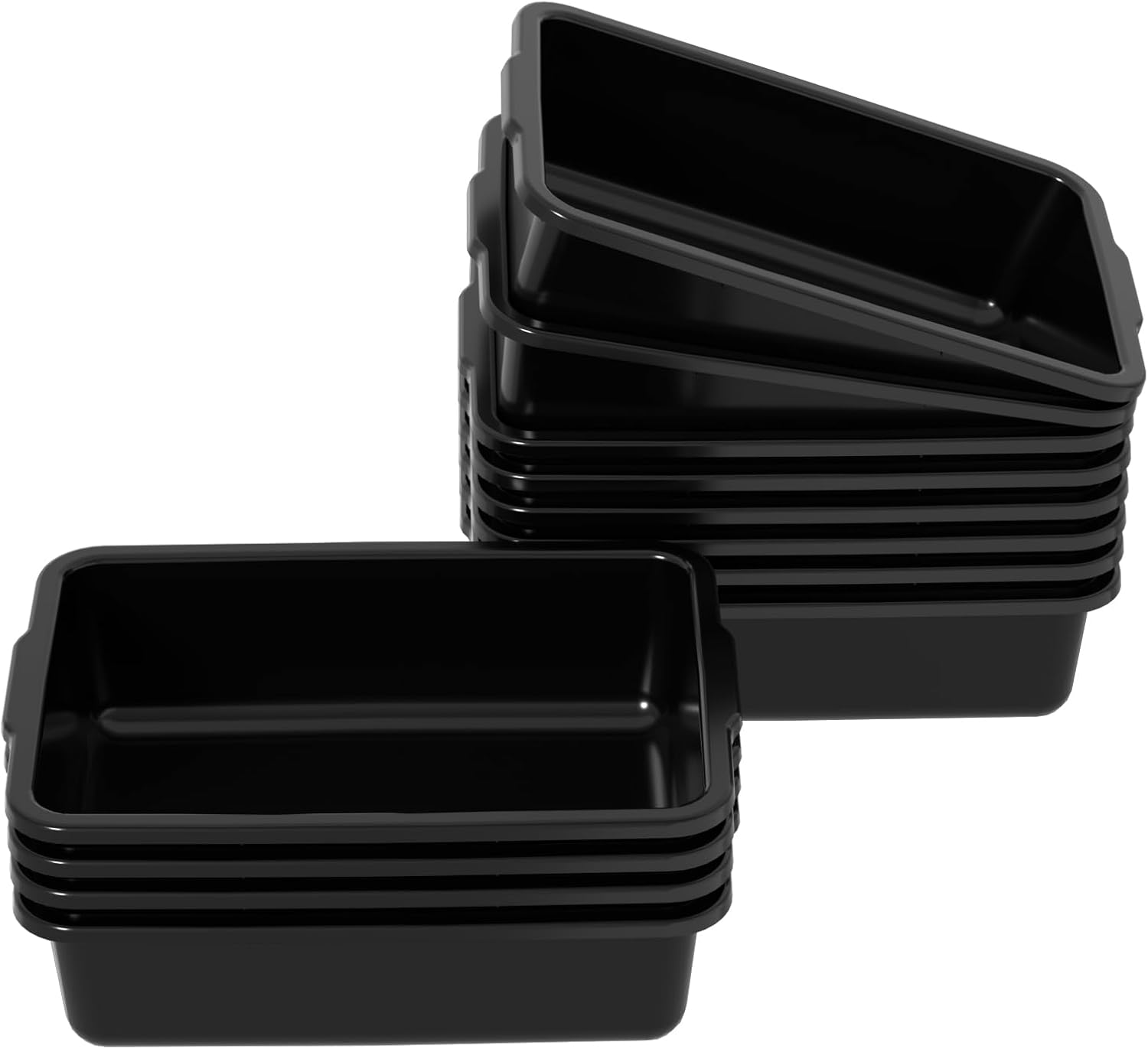 13 Liter Commercial Tote Box, 12-Pack Plastic Bus Tubs Bus Boxes, Black Dishwashing Tub