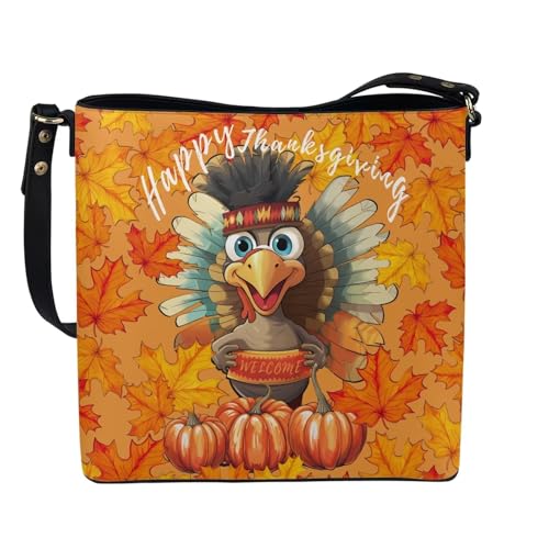 HUGS IDEA Funny Turkey Thanksgiving Hobo Bags for Women PU