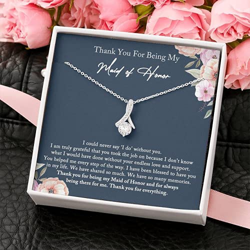 Maid Of Honor Thank You Gift From Bride, Maid Of Honor Gift Necklace, Matron Of Honor Gift, Bridesmaid Gift, Thank You Gift From Bride Necklaces Styles On Birthday, Christmas, Xmas, Anniversary #TOP1
