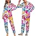 TVUGHGI Vibrant Floral Onesie Pajamas for Women Men Long Sleeve Fashion One-Piece Halloween Hooded Zip-up Sleepwear 3XL