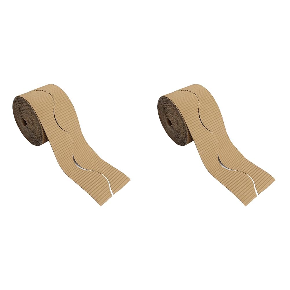 Bright Ideas Corrugated Border Rolls, Natural, 10cm x 7.5m, BI7875 (Pack of 2), 57mm x 7.5m (Pack of 2)