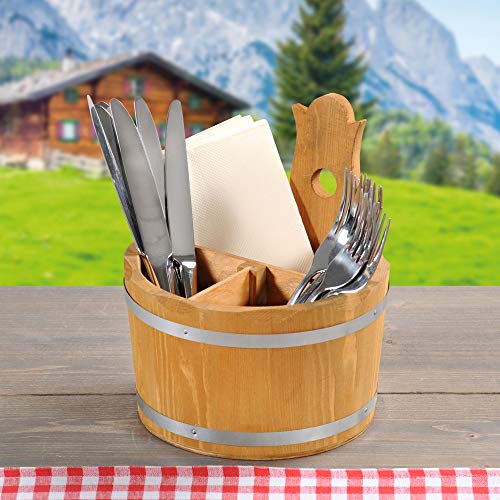 Wooden Cutlery Holder, Height: 20 cm, Depth: 18 cm, Braun, 20 centimeters - Image 2