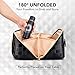 stona Travel Makeup Bag for Women, Large Capacity PU Leather Waterproof Checkered Cosmetic Bags, Portable Pouch Open Flat Toiletry Bag, Make up Organizer with Divider and Handle, Black