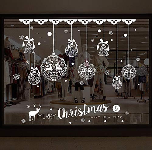Wall Stickers & Murals Decorative stickershot Christmas decoration stickers Christmas white elk glass stickers pvc waterproof wall stickers7243 white hanging ball