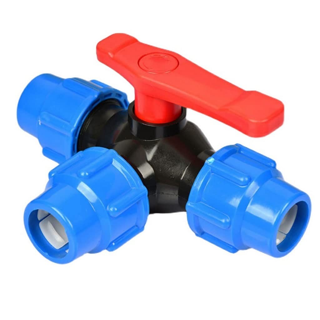 Valvola a sfera a doppia unione, valvola deviatrice a 3 vie, valvola a sfera, separatore di tubi flessibili, valvola a sfera a 3 vie in plastica da 1/2 "3/4" 1 "2", connettore rapido for tubo a connes